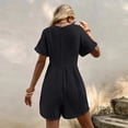 thumbnail image 2 of VIWORLD Women's Solid Color Casual Short Sleeve Romper, V-Neck Summer Jumpsuit with Pockets Black，S, 2 of 14