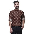 thumbnail image 4 of BESTMAN Mens Short KurtaÂ&nbsp;ShirtÂ&nbsp;India Printed Roll Up Long SleeveÂ&nbsp;Shirts, 4 of 6