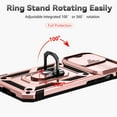 thumbnail image 3 of Nalacover Heavy Duty Armor Case for iPhone 14 Pro Max, Rugged PC Soft TPU Military Grade Shockproof Metal Magnetic Plate Shockproof Cover with Camera Lens Sliding Ring Holder Kickstand Case,Rosegold, 3 of 8