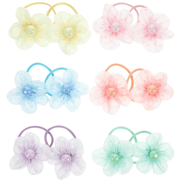 12pcs Cute Girls Hair Ties Elastic Hair Bands Flower Hair Ties for Toddler Girls Flower Hair