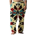 thumbnail image 2 of Pantalones largos para hombre, cintura elástica, transpirables, cómodos, suaves, informales, de playa, de poliéster., 2 of 5