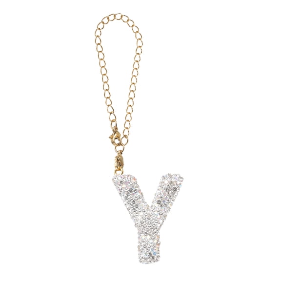 Uxcell Letter Bag Charm Bling Glitter Letter Charm Initial White Y Shape
