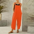 thumbnail image 2 of Lisingtool Womens Overalls Women Fashion Casual Solid Pocket Romper Long Playsuit Strap Button Jumpsuits for Women Dressy Orange, 2 of 4