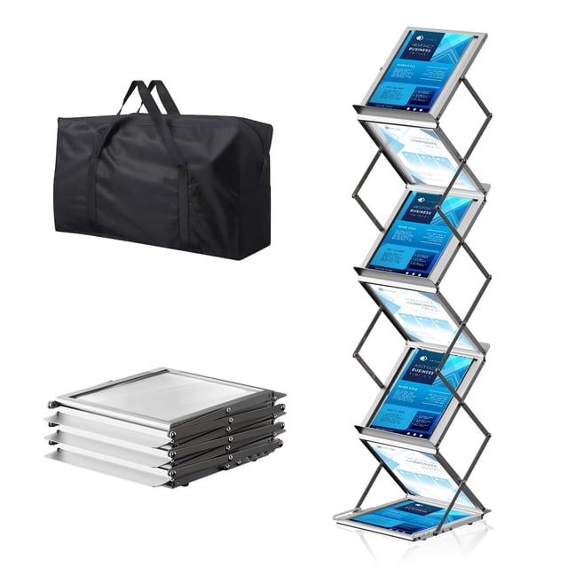 Revistero plegable de aluminio AceShow con 6 bolsillos