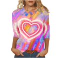 thumbnail image 1 of QTOCIO 3/4 Hauts à Manches pour Femmes, Hauts d'Été à Manches 3/4 pour Femmes, T-Shirts de Mode Décontractés Col Rond Manches 3/4 T-Shirt Ample Blouses pour Dames, 1 of 5