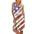 thumbnail image 1 of YAGHYAGH Womens Summer Sleeveless USA Flag Print Independent Day Tank Dress, 1 of 2