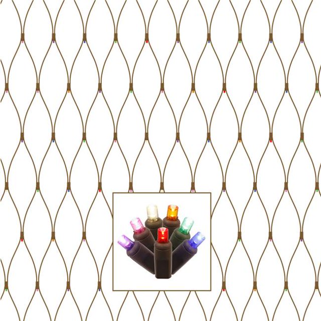 Ensemble de Lumières à Filet Grand Angle Fil Marron avec Lumières LED Multicolores - 2 x 8 Pieds