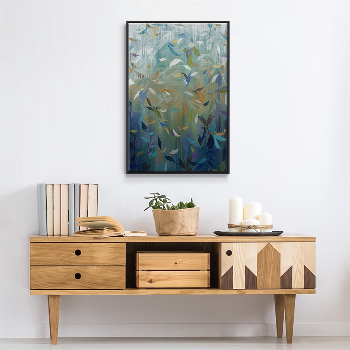 Falling Leaves Framed Premium Gallery Wrapped Canvas - Ready to Hang