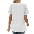 thumbnail image 4 of fatyb Womens Tops Summer Lace Short Sleeve Patchwork V Neck Tunic Shirts Casual Pullover Loose Blouses, 4 of 5