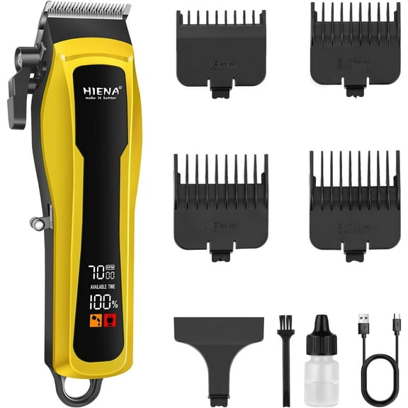 Hair Clippers for Men, Barber Clippers, Zero Distance, Cordless, with LED Display, Rechargeable Beard Trimmer. Men's Gift (Gold)