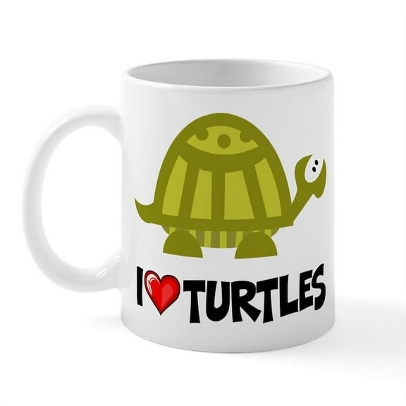 CafePress - I Love Turtles Mug - 11 oz Ceramic Mug - Novelty Coffee Tea Cup