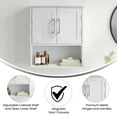 thumbnail image 5 of Flash Furniture Wall Mounted Bathroom Medicine Cabinet Storage Organizer with Two Magnetic Closure Doors, Adjustable Shelf, and Lower Open Shelf in White, 5 of 11