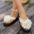 thumbnail image 5 of Gpaecead Women Fabric Flower Flat Flip Flops Lightweight Eva Footbed Spring Summer Beach Casual Shoes,A-Beige, 5 of 8