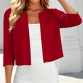 thumbnail image 6 of Lutiedan Shrugs for Women 3/4 Sleeve Open Front Cropped Cardigan Lightweight Casual Solid Color Bolero Cardigan,Red, 6 of 8