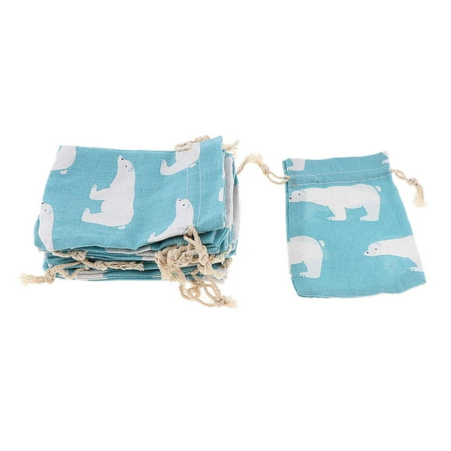 12 bolsas de regalo rústicas de arpillera y yute con cordón para joyería - Hierba, como Oso polar