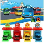 4PCS Tayo The Little Bus Garage - Cartoon Pull Back Car Toy Set Kids Gift