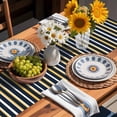 thumbnail image 2 of Yellow Blue Striped Table Runner, Vintage Medieval Kitchen Table Runners Dress Scarves for Table Decorations Party/Restaurant/Indoor Outdoor Use, 13x90in, 2 of 9
