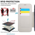 thumbnail image 3 of For iPhone 14 Pro Wallet Cell Cover, RFID Blocking, PU Leather,Compatible With MagSafe , With Flip Card Holder, Ultra Thin Electroplated Rotating Bracket Magneti Protective Cover,White, 3 of 7