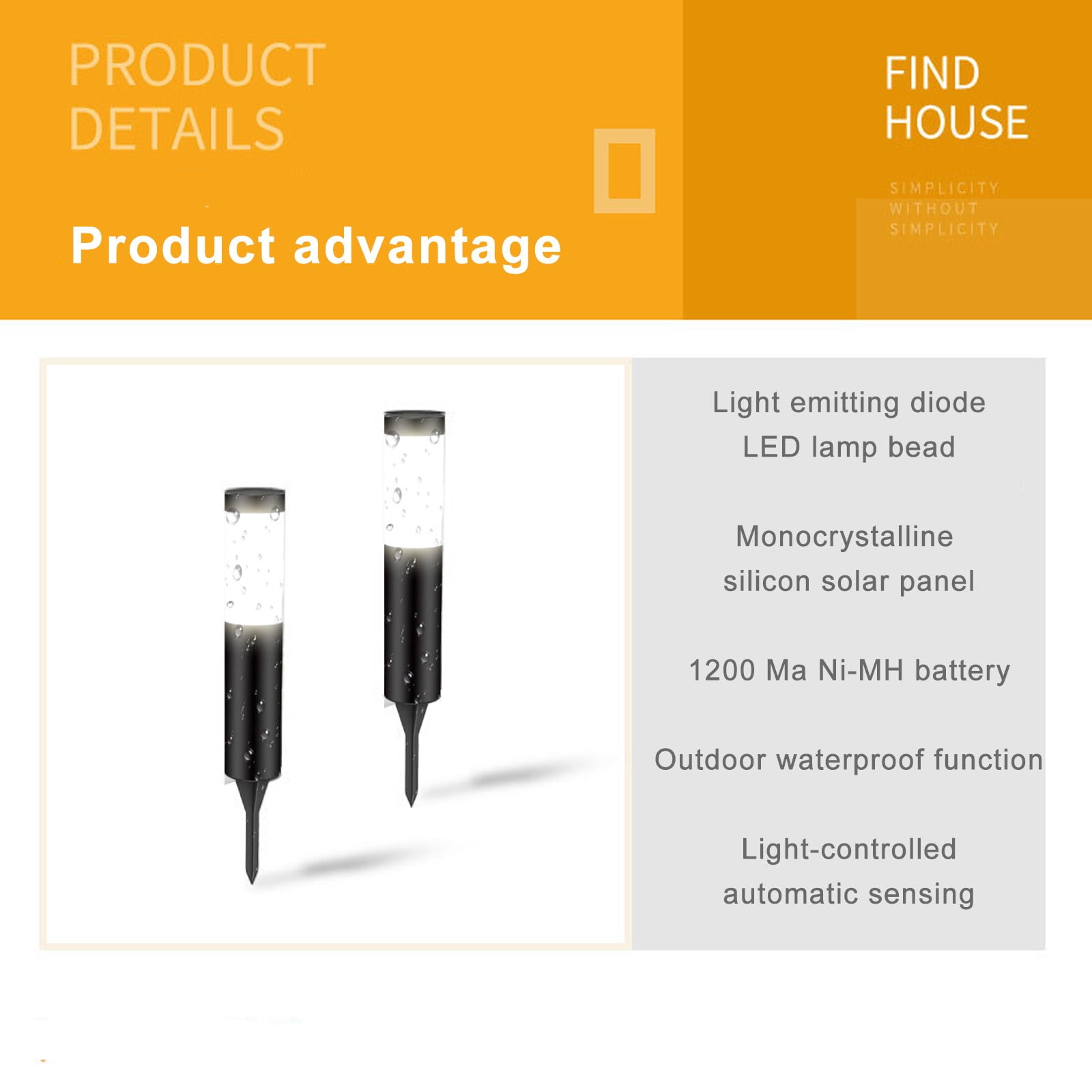 Solar LED Ground Light Outdoor Garden Lamp Round Floor Light 40cm Black Plastic Waterproof Automatic Dusk to Dawn 1 Pack