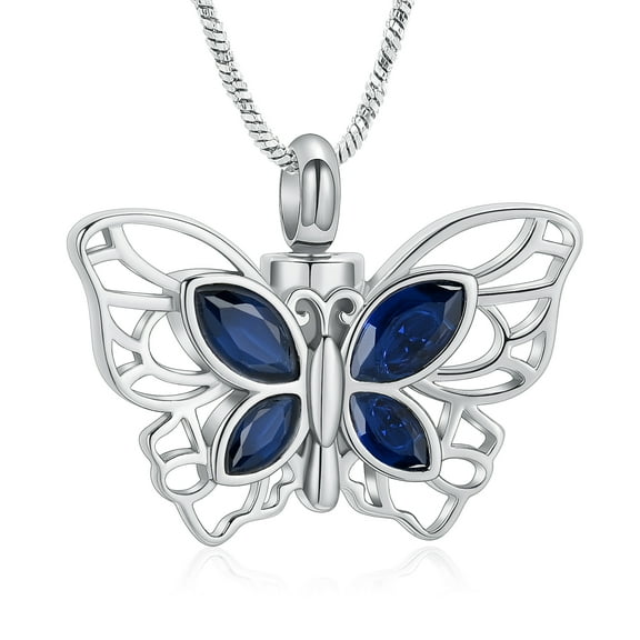 Crystal Butterfly Cremation Urn Necklace for Ashes - Birthstone Urn Necklace for Ashes for Women Cremation Jewelry for  Keepsake Pendant Ashes Keepsake Pendant