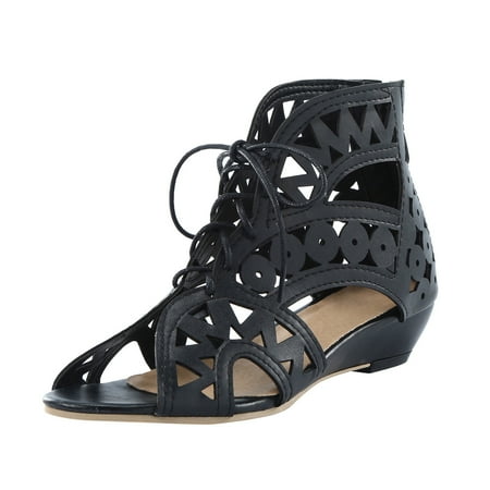

Acupressure Sandals for Women Women s Ladies Casual Retro Wedges Sandals Zipper Hollow Out Shoes Wedge Platform Sandals for Women Leopard