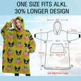 thumbnail image 4 of Oversized Wearable Blanket Hoodie,Yellow Boston Terrier and Flower Sherpa Blanket Hoodie with Super Pockets,Super Warm Fuzzy Pullover for Women & Men, 4 of 6