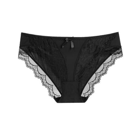 

WZHKSN Female Lace Panties Black Hipsters Briefs 1-Pack