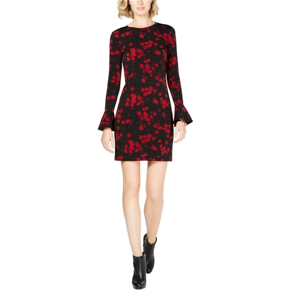 Michael Kors Womens Bell Sleeve Shift Dress, Red, X-Small