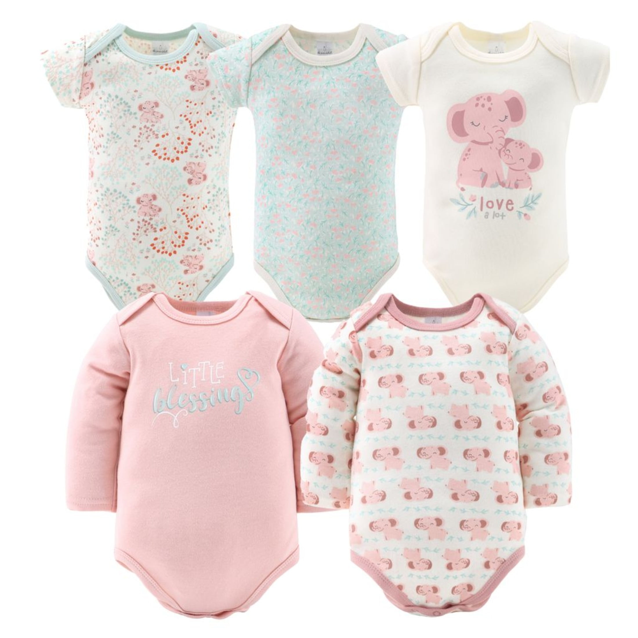 The Peanutshell Newborn Layette Gift Set, Pink Floral Elephant, 30 Essential Pieces, 0-3 Months