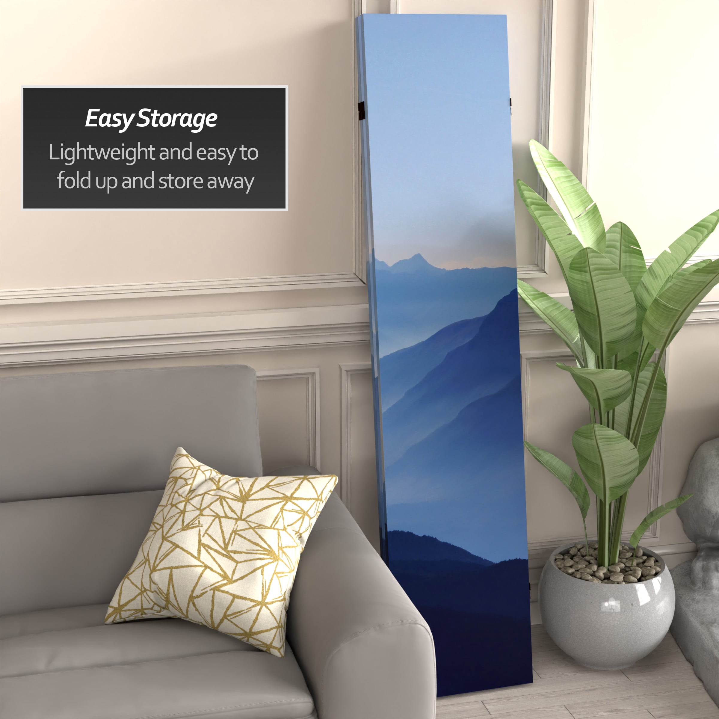6 ft. Tall Double Sided Misty Mountain Canvas Print Partition Room Divider