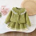 thumbnail image 4 of Enjoytime Outfits for Girls Long Sleeve Knit Sweater Striped Hem Pleated Skirt 2 Piece Set Cute Dressy Holiday Kids Toddler Clothes, 4 of 5