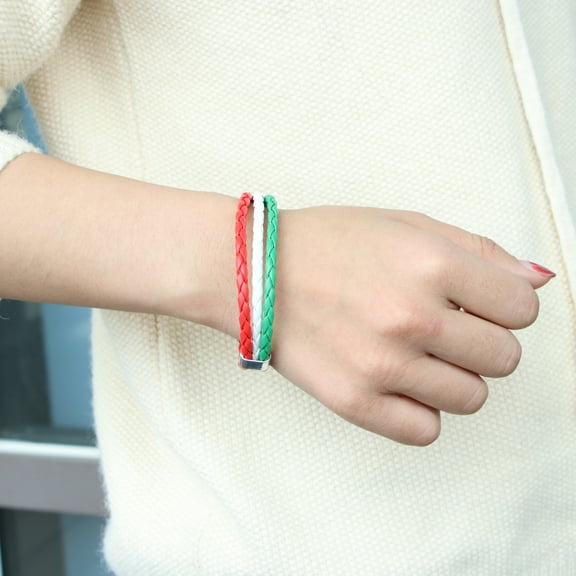 OUNONA 1Pack Wrist Band for Men in Multi Colors with Leather and Alloy for Soccer Events