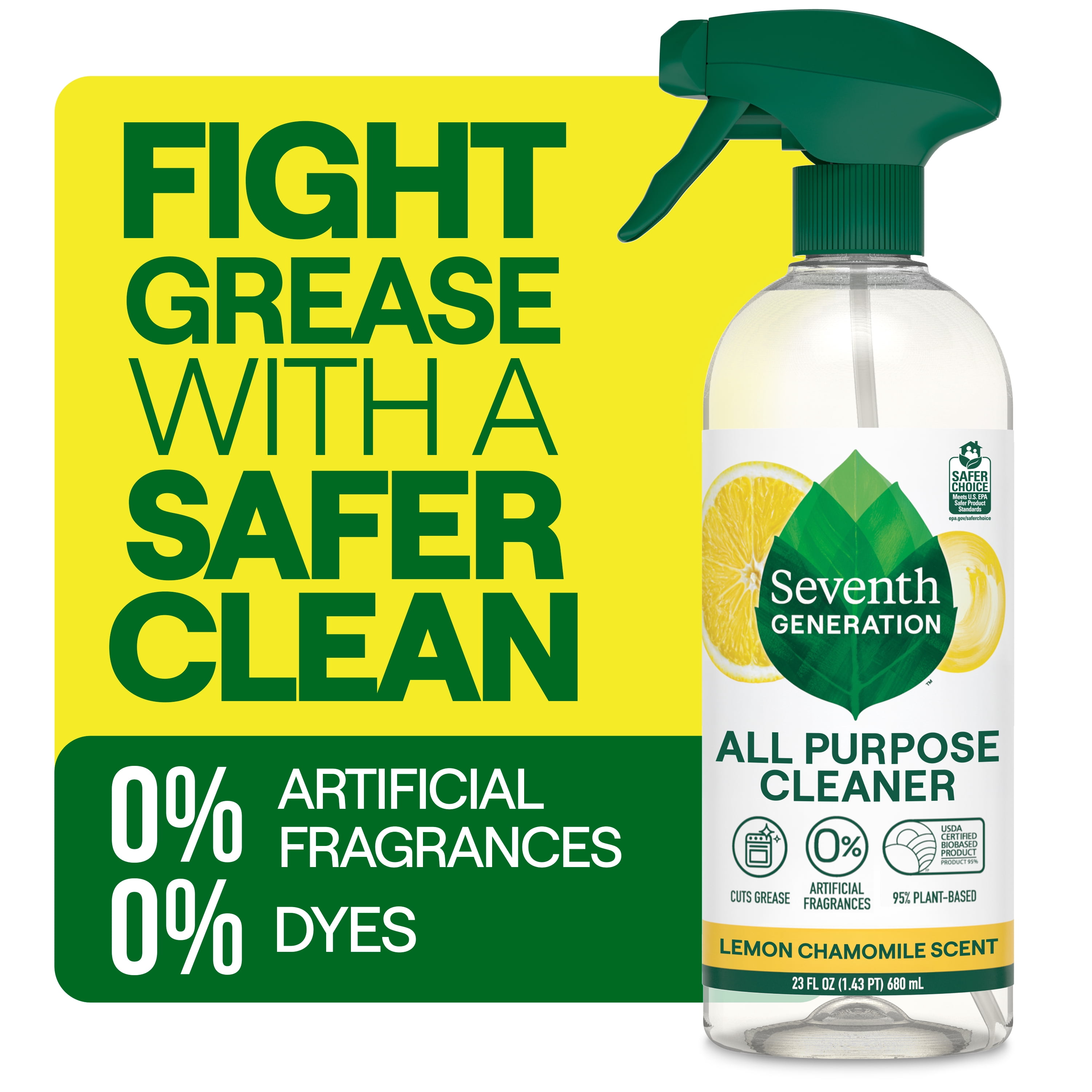 (4 pack) Seventh Generation Multi Surface All Purpose Cleaning Spray, Lemon Chamomile Citrus, 23 fl oz​