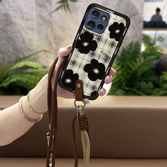 LYM-Phone Case For MOTO G Stylus 5G 2025/Edge60 Stylus 5G, protective Lanyard Graffiti Shockproof Crossbody Cartoon Anti-dust Cute Silicone Anti-knock Full wrap Soft case Back Cover TPU
