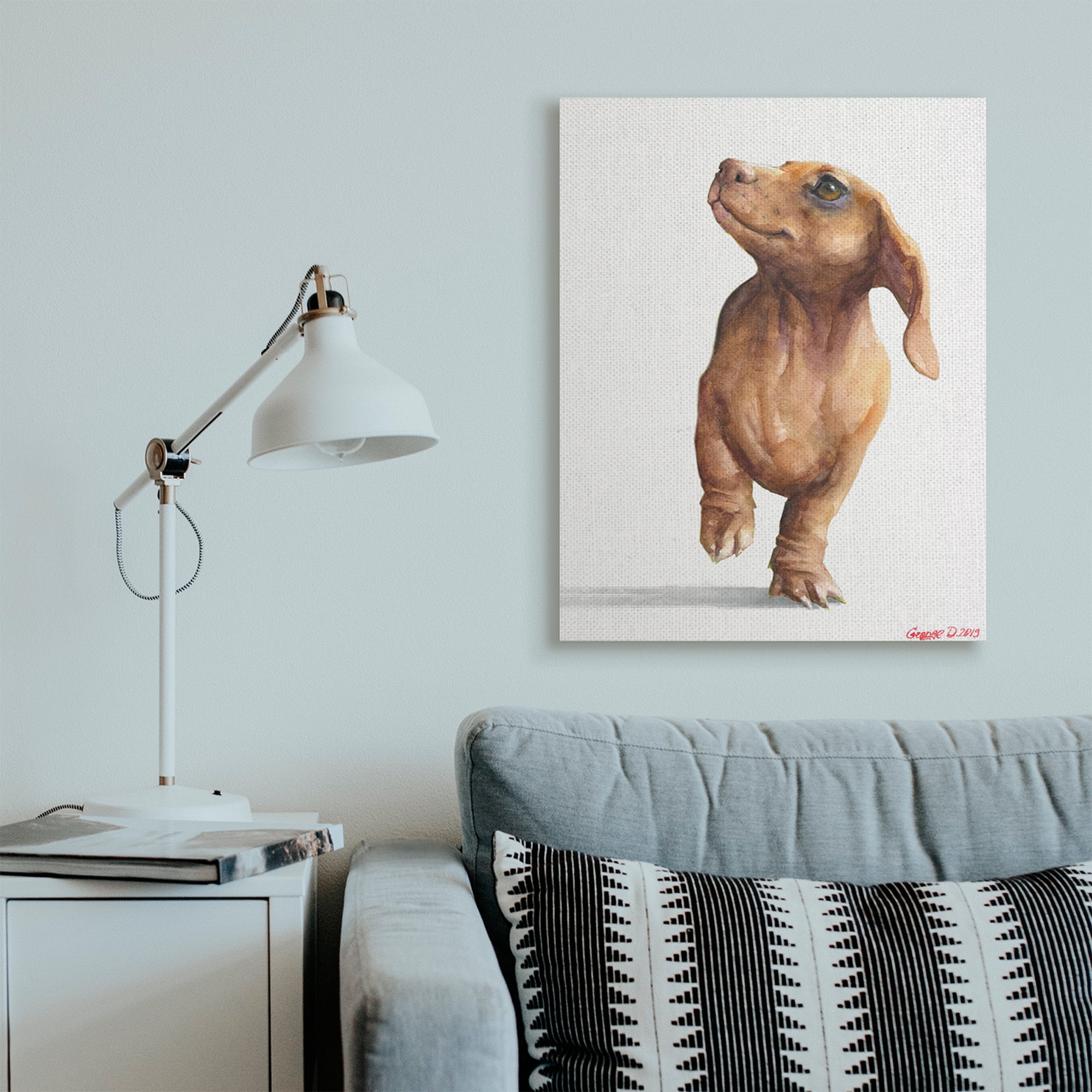 Stupell Industries Little Dachshund Dog Strutt Adorable Pet Portrait Canvas Wall Art, 30 x 40, Design by George Dyachenko
