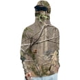 thumbnail image 2 of Men's Breathable UPF 50 Sun Protection Outdoor Hoodie with Convertible Facemask & Thumbholes 2XL Light Brown, 2 of 4
