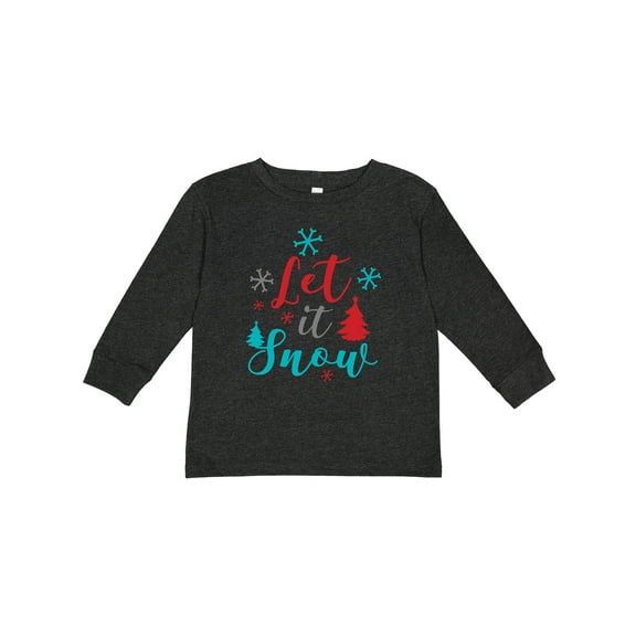 Inktastic Let It Snow, Snowflakes, Trees, Christmas, Xmas Boys or Girls Long Sleeve Toddler T-Shirt