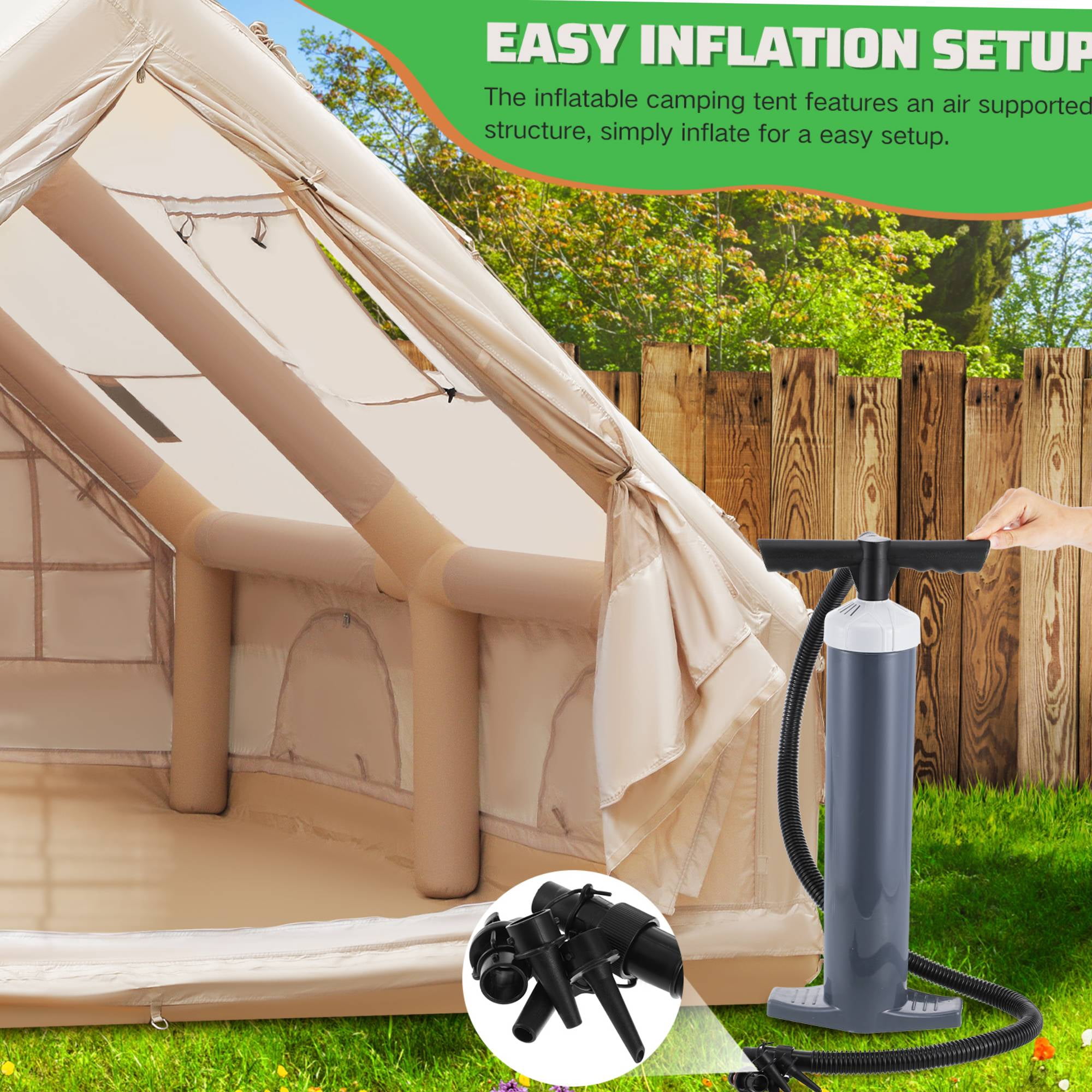 FRCOLOR Waterproof Inflatable Tent, Beige 420D Oxford Cloth for Outdoor Easy Setup and Enhanced Ventilation