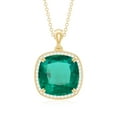 thumbnail image 2 of Rosec Jewels Lab Grown Emerald Pendant Necklace with Moissanite Halo - 12 mm - AAAA Grade, 18K Yellow Gold, 2 of 7
