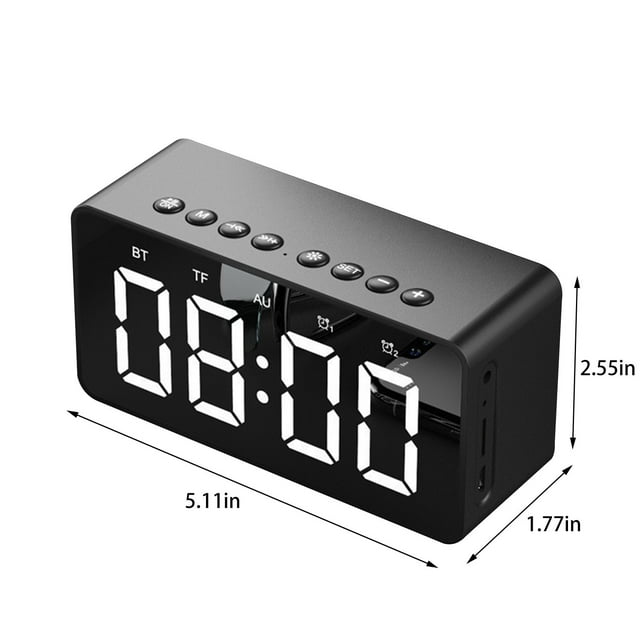 Speakers Bluetooth Wireless Led Mirror Clock wtih Screen 5.0 Wireless Bluetooth Audio Alarm Clock Three Brightness Call Card, Built In Lithium Battery Digital Alarm Clock