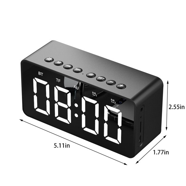 Altavoces Bluetooth Inalámbrico Llevó el Reloj Espejo Wtih Pantalla 5.0 Inalámbrico Bluetooth Audio Reloj de Alarma Tres Tarjeta de Llamada de Brillo, Construido en la Batería de Litio Reloj de Alarma