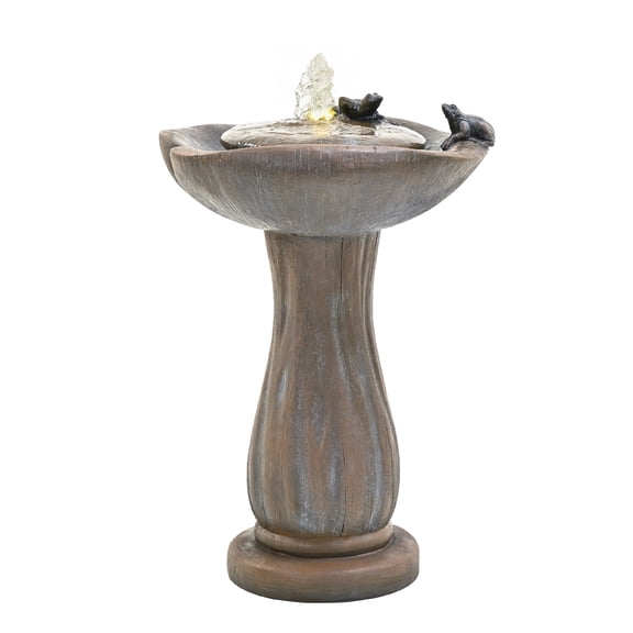 24"Bird Bath Fountain,Hand-Painted Outdoor Bird Bath Bowl, UV/Frost-Resistant Finish