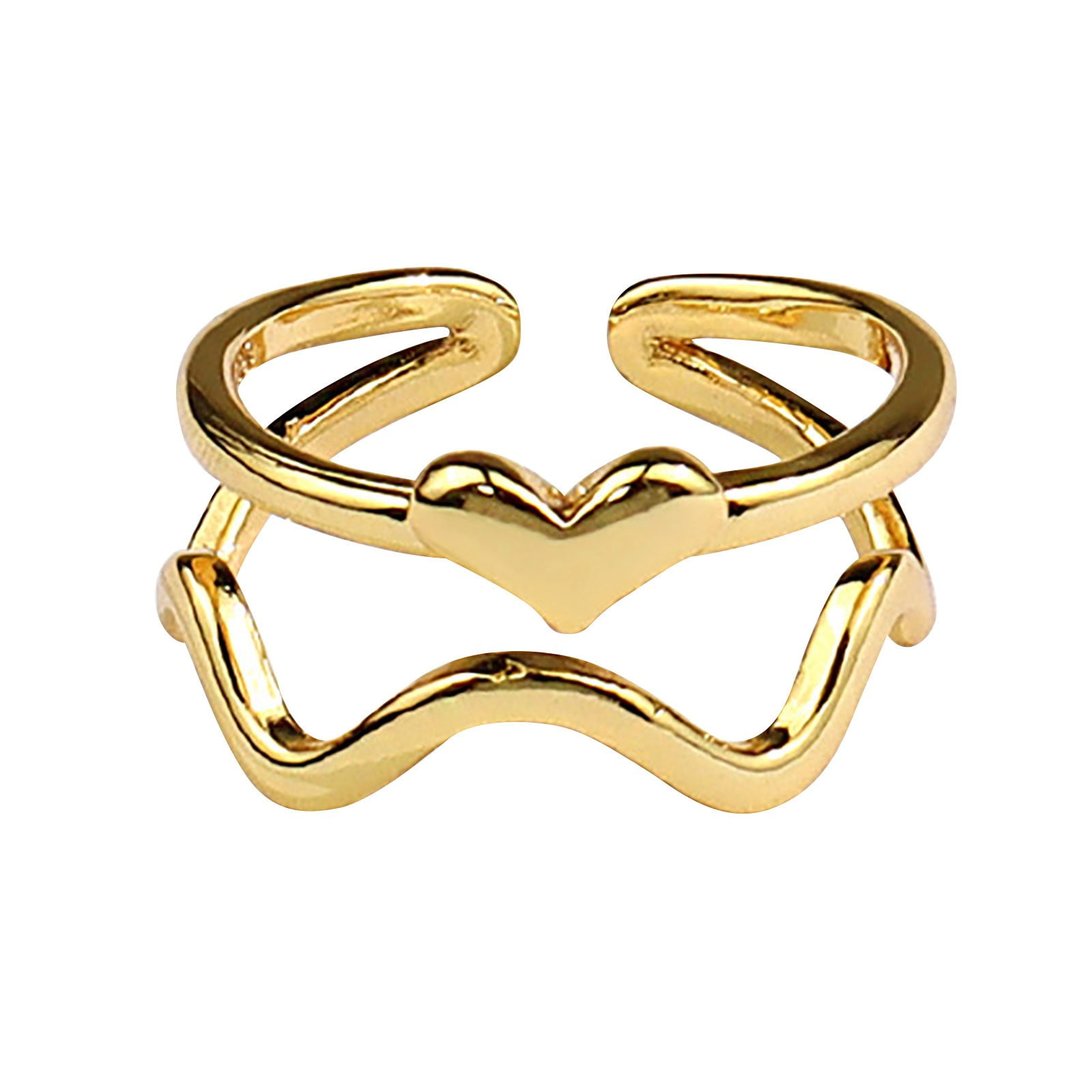 GYUJNB 14K Gold Plated Halo Ring RingAdjustable Rings For Girls Open