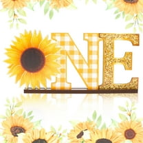 MALLMALL6  Sunflower One Letter Sign Wooden Table Centerpiece for Baby Girls Photo Prop