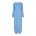 thumbnail image 4 of Yuyuzo Robe Maxi pour Femmes Manches Longues Décontractée Robe de Maison Couleur Unie Col Rond Basique Confortable, 4 of 6