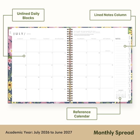 Blue Sky Sustainability 2026-2027 Weekly and Monthly Academic Year Planner Calendar, July 2026 - June 2027, 8.5 x 11, Flexible Cover From Recycled Plastic, Laminated Tabs, Storage Pocket, Gail