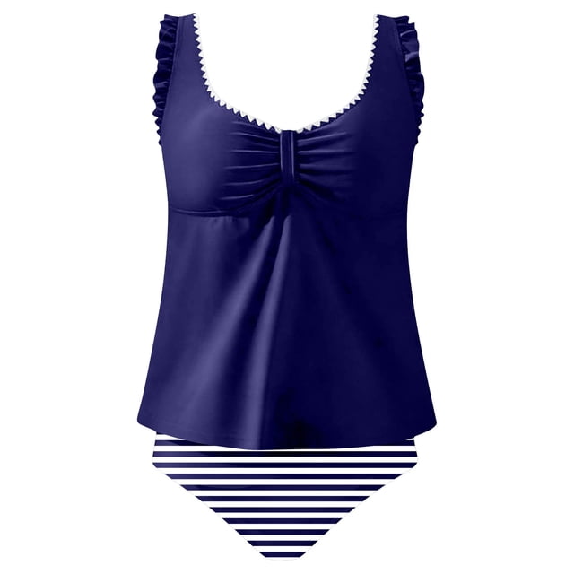 Conjunto de Bikini de Cintura Alta para Mujeres Traje de Baño de Dos Piezas de Control Del Vientre Correa Ancha de Apoyo Sólida