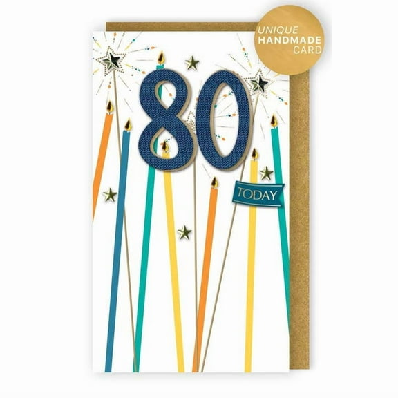 Handmade "Champagne" Greeting Card 80th Birthday Candles