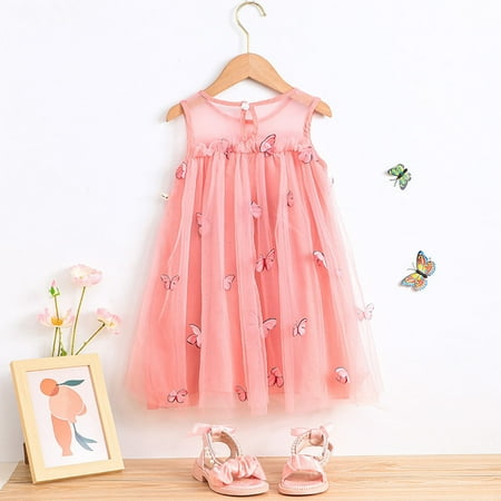 

PEASKJP Sequin Dress for Girls Girls Children Boho Ruffled Elegent Floral Printed Sleeveless Flowy Dress Pink 4-5 Years