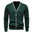 thumbnail image 4 of ibuvkizy Cardigan Sweaters for Men's Round Neck Knitted Pullover Long Sleeved Base Shirt Top Sweater Green,M, 4 of 5